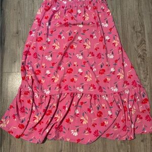 Loft Floral Maxi Skirt-Pink